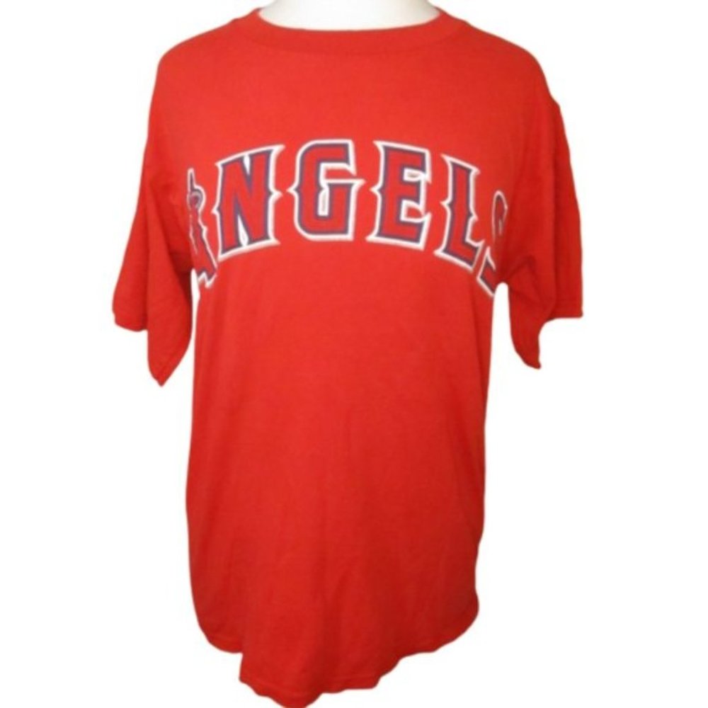 Vintage 2000s 2002 Scott Spiezio Anaheim Angels Lee Red Tee Shirt
